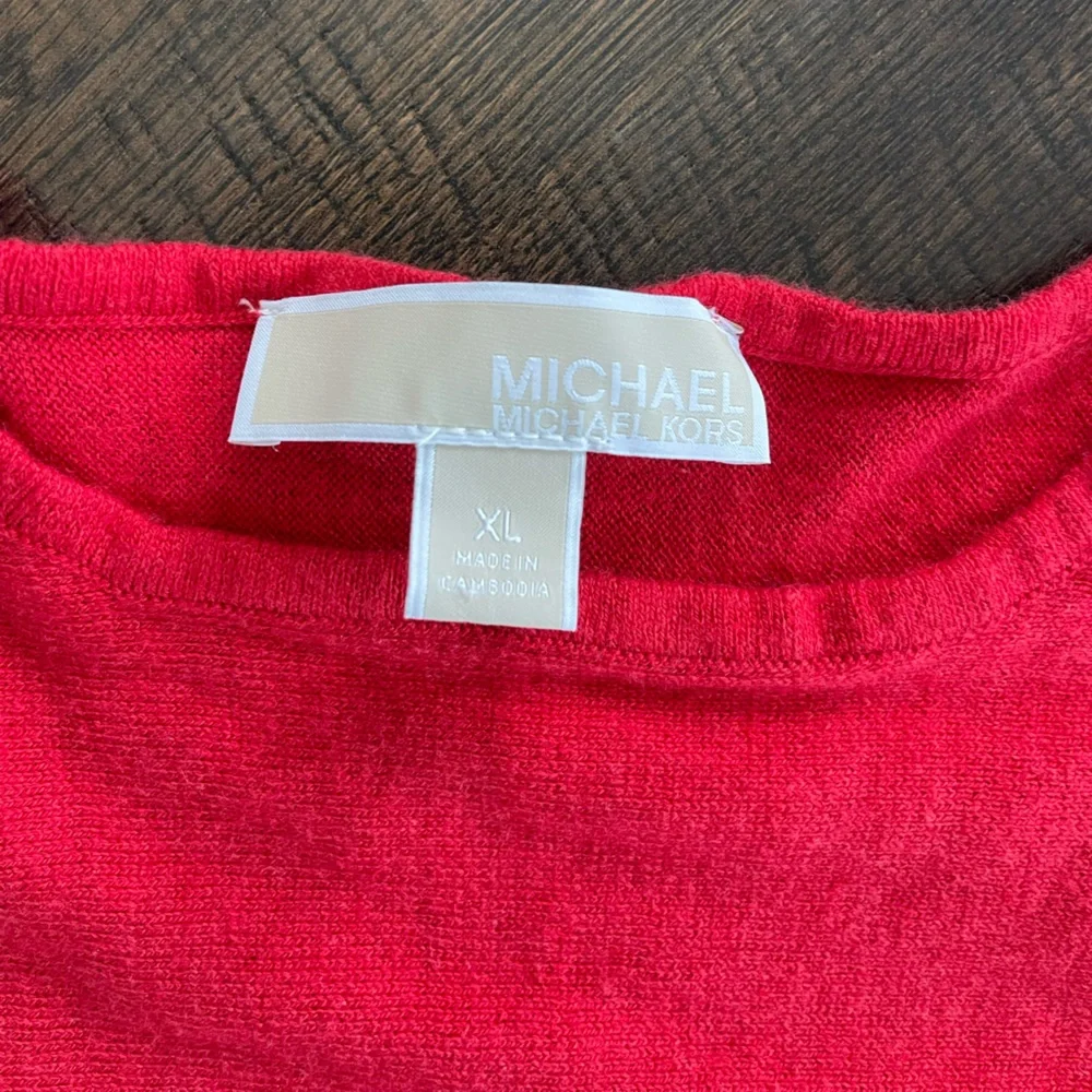 MICHAEL KORS Vibrant Red Crewneck Oversized Lightweight Sweater‎ Contemporary XL